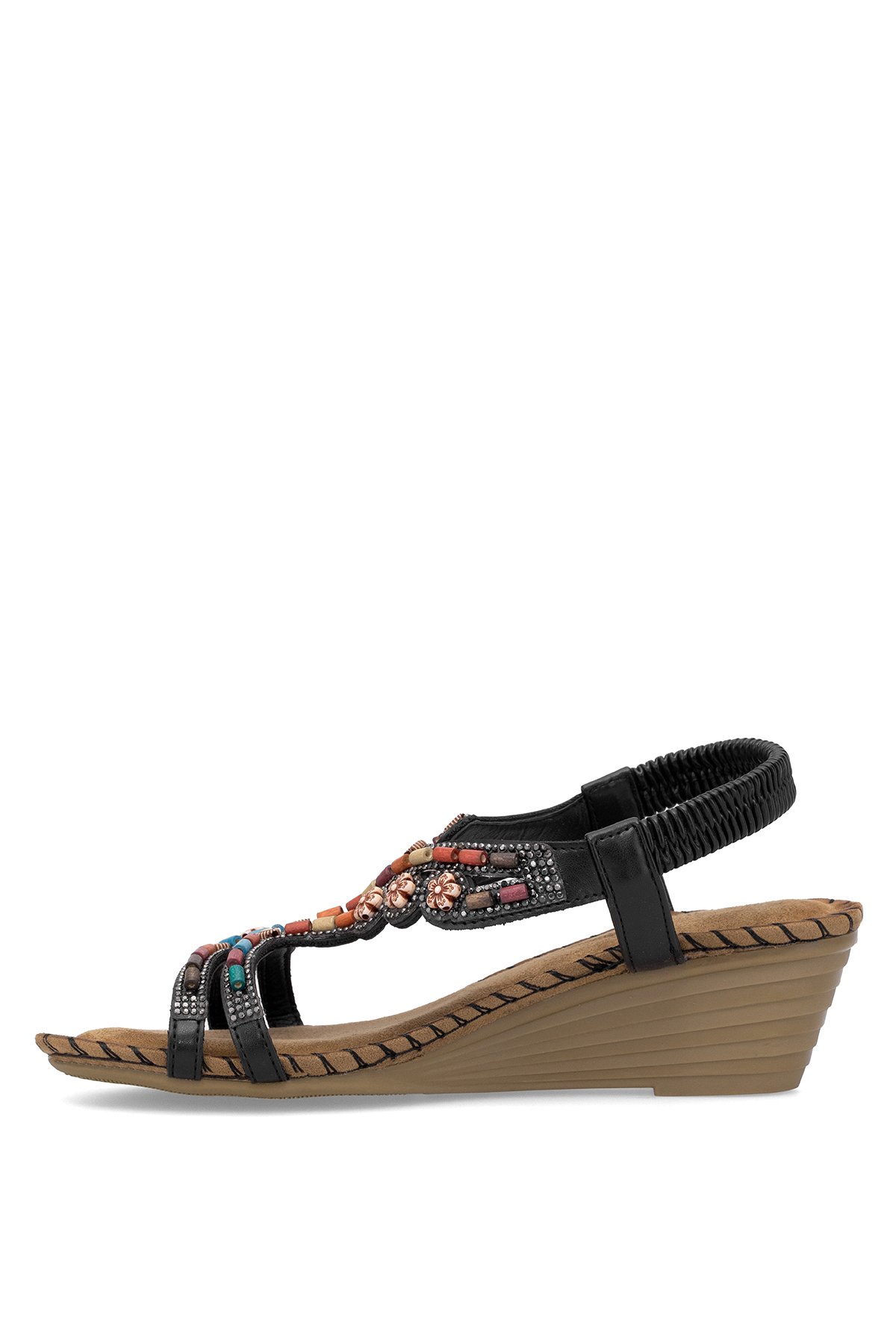 Guja 25Y151-6 Kadın Taşlı Dolgu Topuk Sandalet Siyah