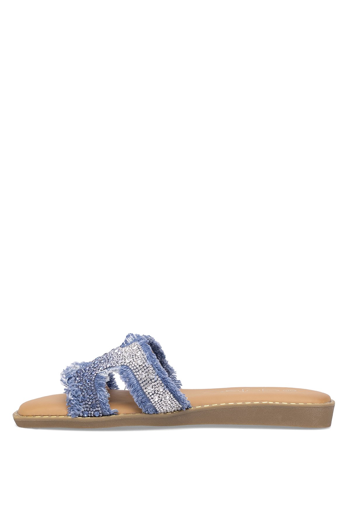 Guja 25Y177-1 Kadın Taşlı Düz Terlik Mavi