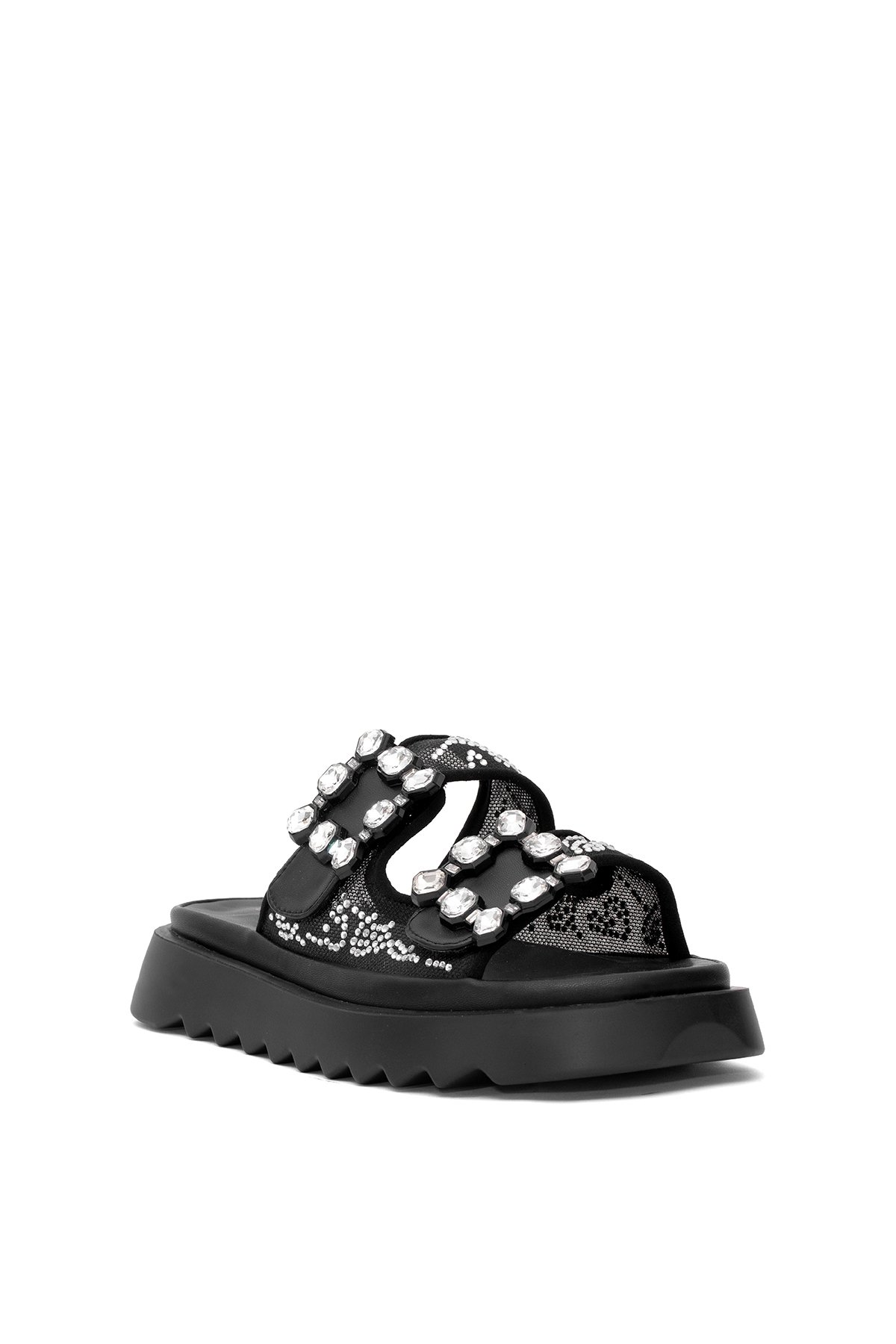 Guja 25Y342 Kadın Taşlı Düz Terlik Siyah