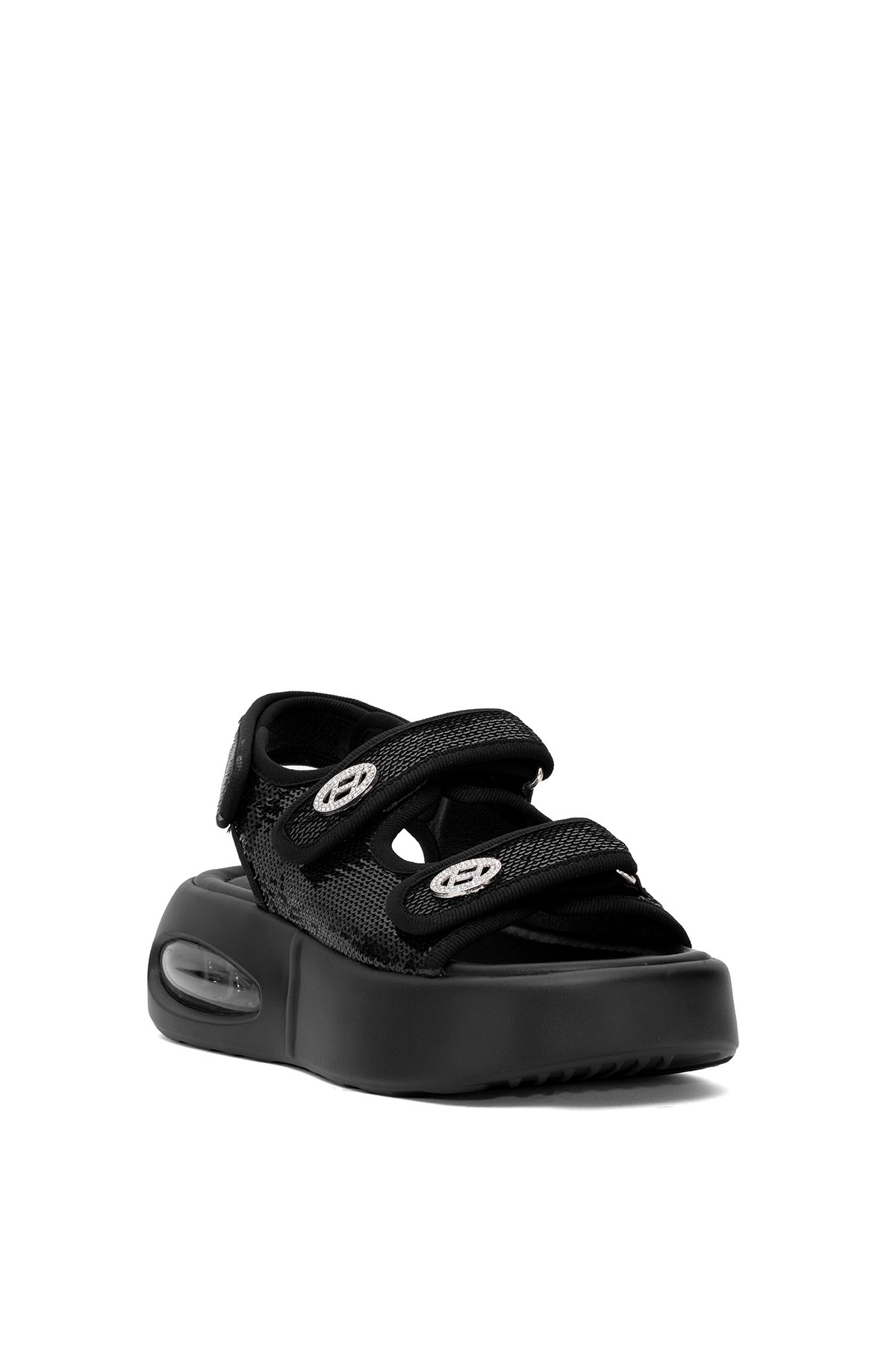 Guja 25Y418-2 Kadın Taşlı Düz Sandalet Siyah