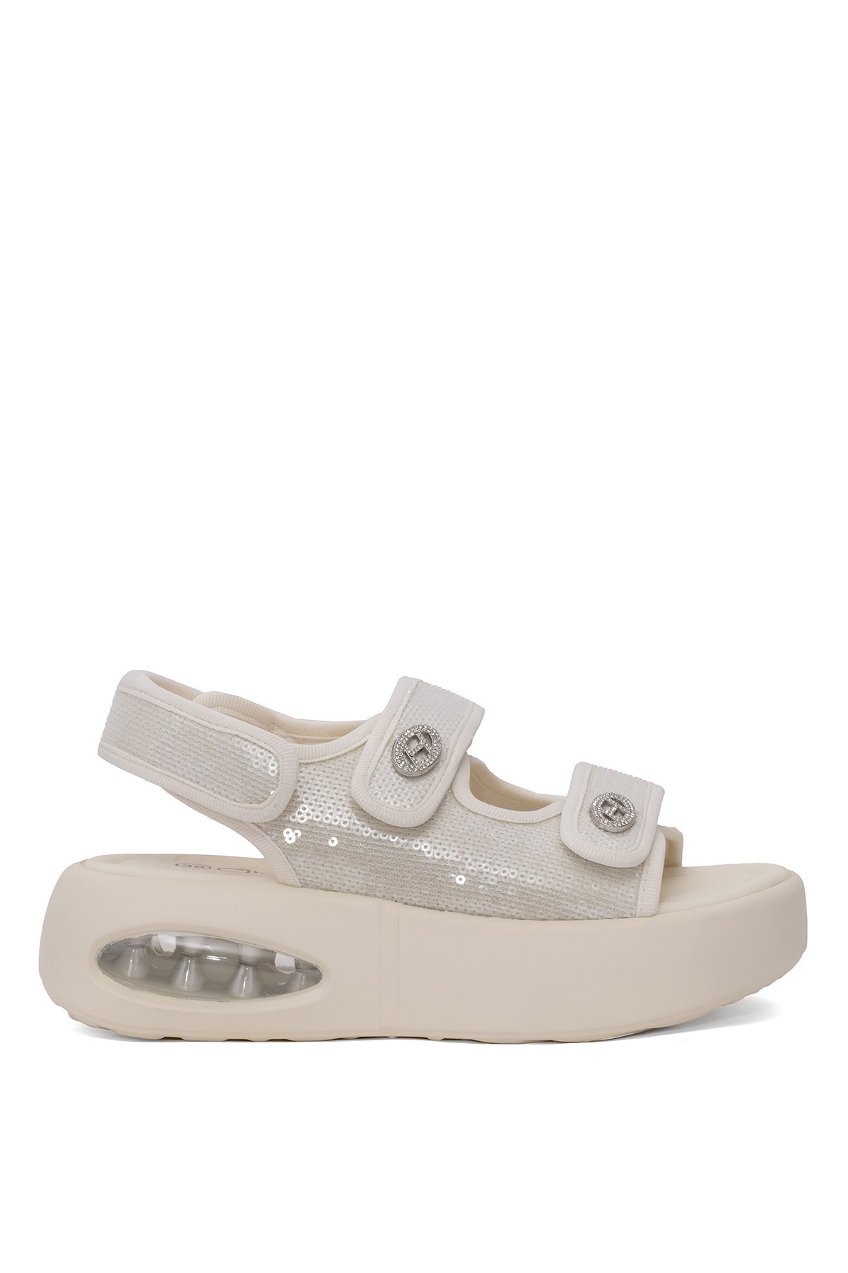 Guja 25Y418-2 Kadın Taşlı Düz Sandalet Bej