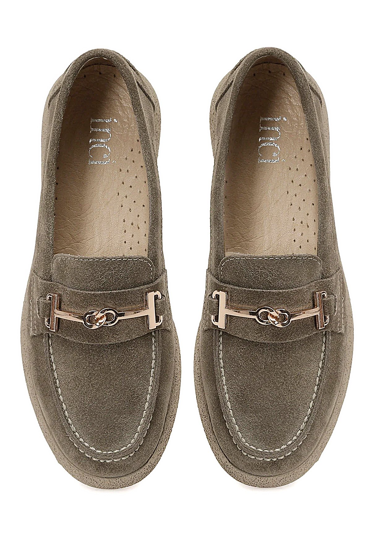 İnci A102042096 5F August 5PR Kadın Hakiki Deri Loafer Ayakkabı Vizon