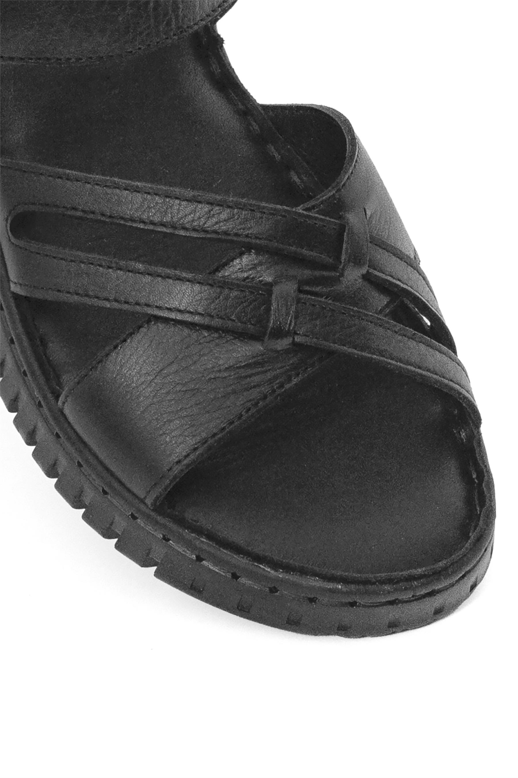 Mammamia D23YS-1280C Kadın Hakiki Deri Sandalet Siyah