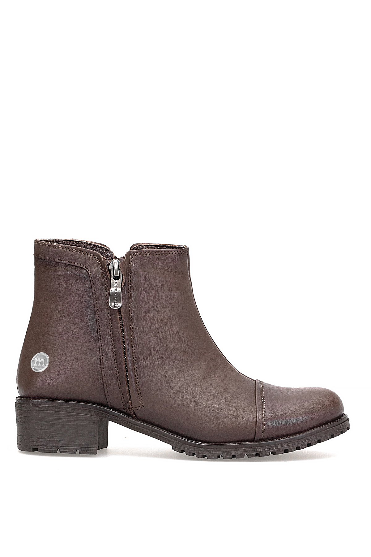 Mammamia D25KB-1615 Kadın Hakiki Deri Topuklu Bot Kahverengi