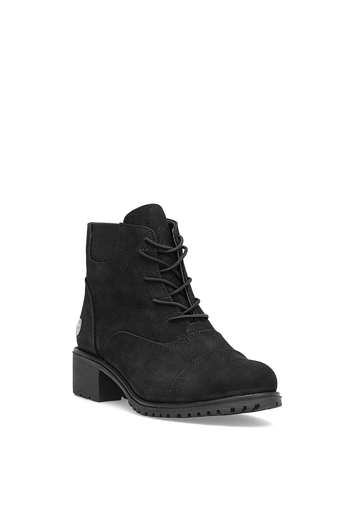 Mammamia D25KB-1645 Kadın Hakiki Nubuk Deri Topuklu Bot Siyah