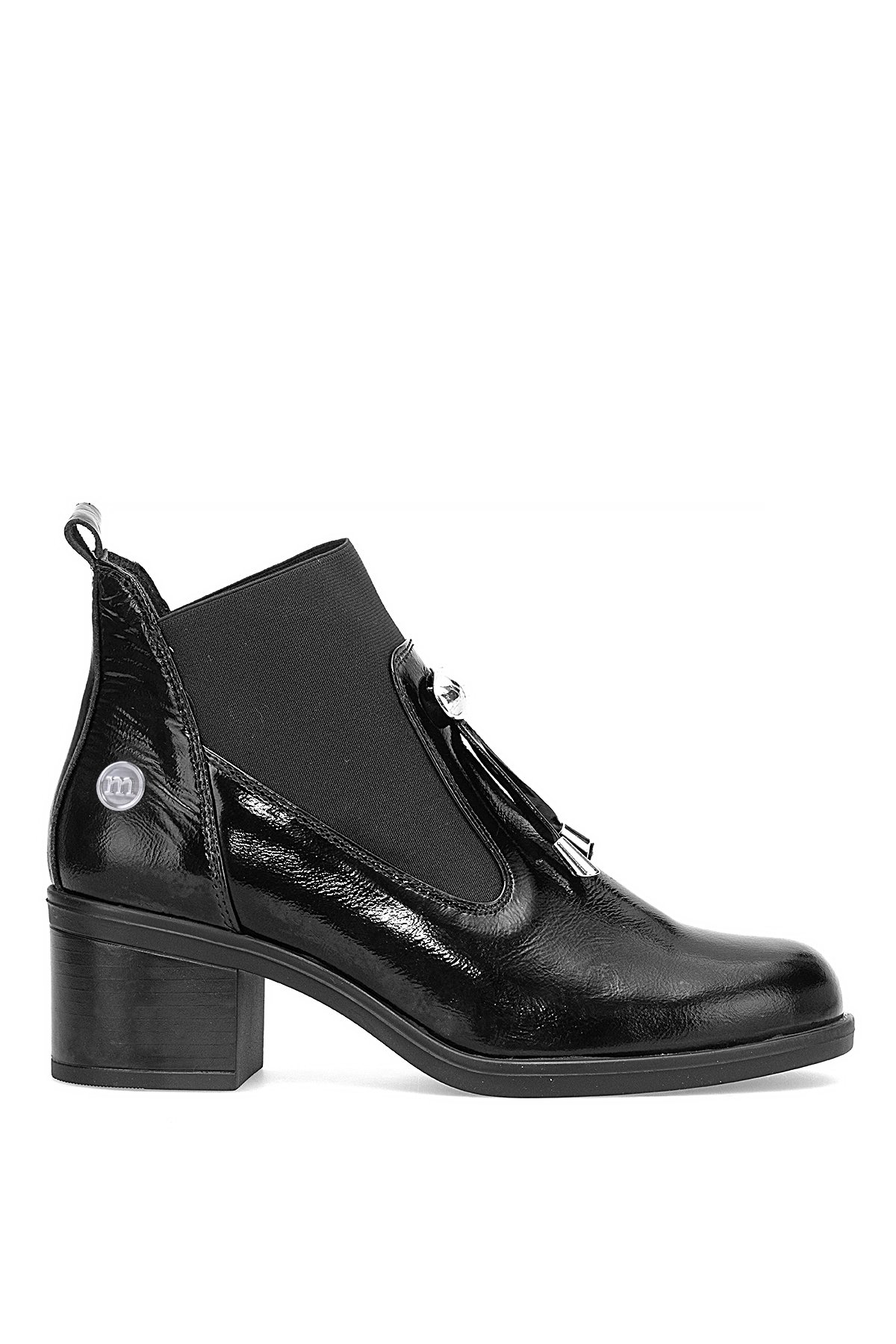 Mammamia D25KB-1805 Kadın Hakiki Rugan Deri Topuklu Bot Siyah