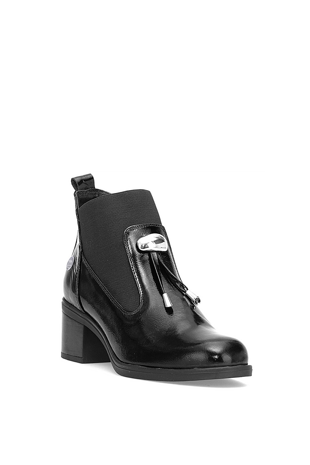 Mammamia D25KB-1805 Kadın Hakiki Rugan Deri Topuklu Bot Siyah