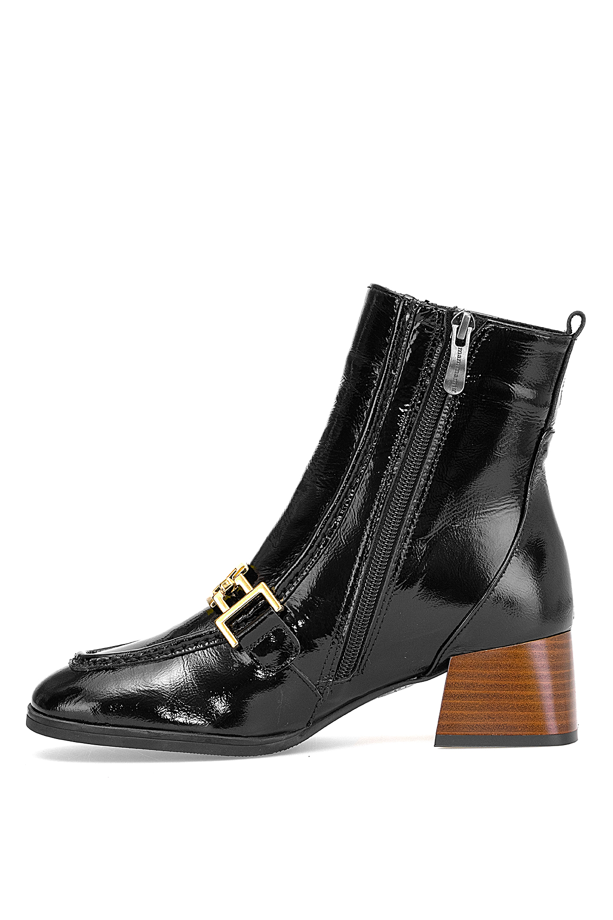 Mammamia D25KB-8265 Kadın Hakiki Rugan Deri Topuklu Bot Siyah