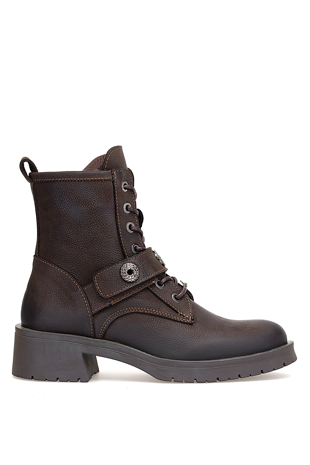 Mammamia D25KB-8410 Kadın Hakiki Nubuk Deri Topuklu Bot Kahverengi