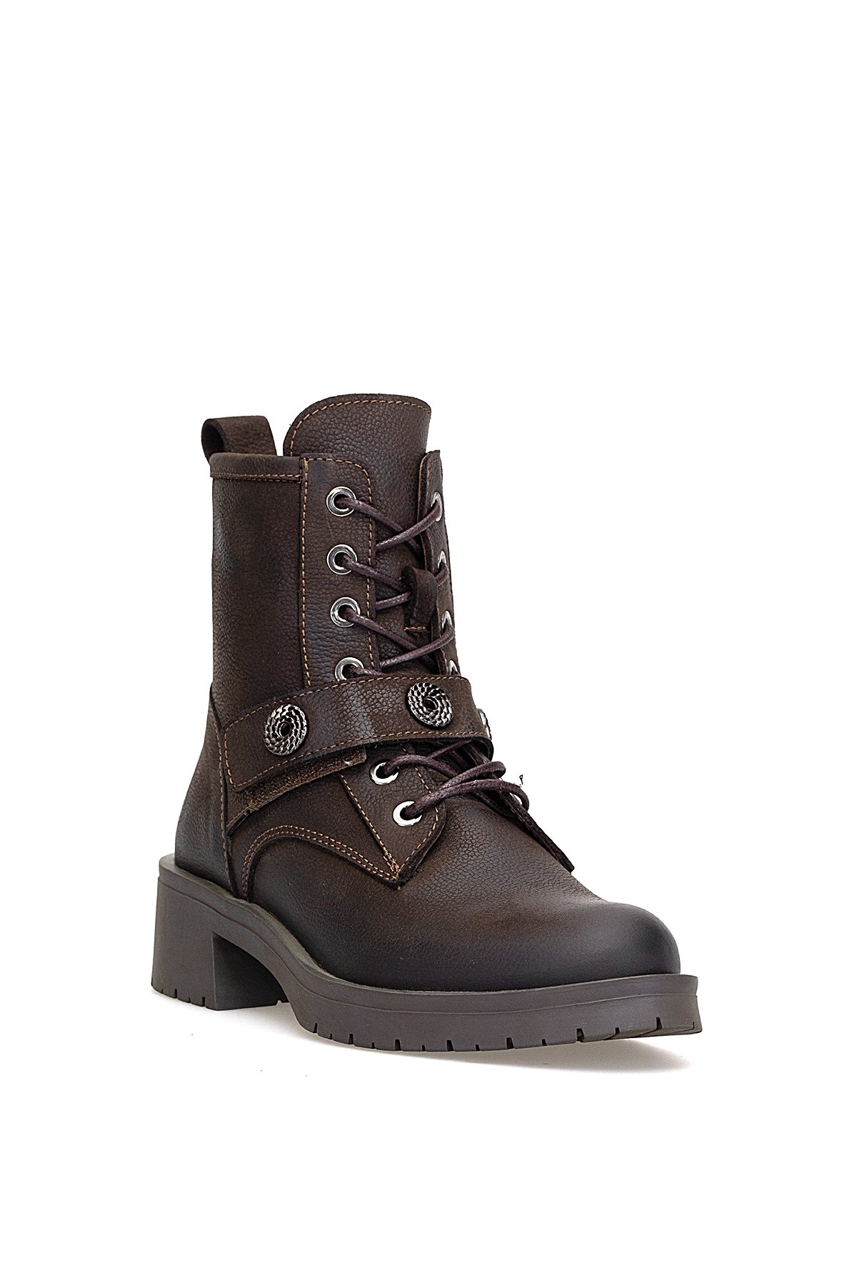 Mammamia D25KB-8410 Kadın Hakiki Nubuk Deri Topuklu Bot Kahverengi