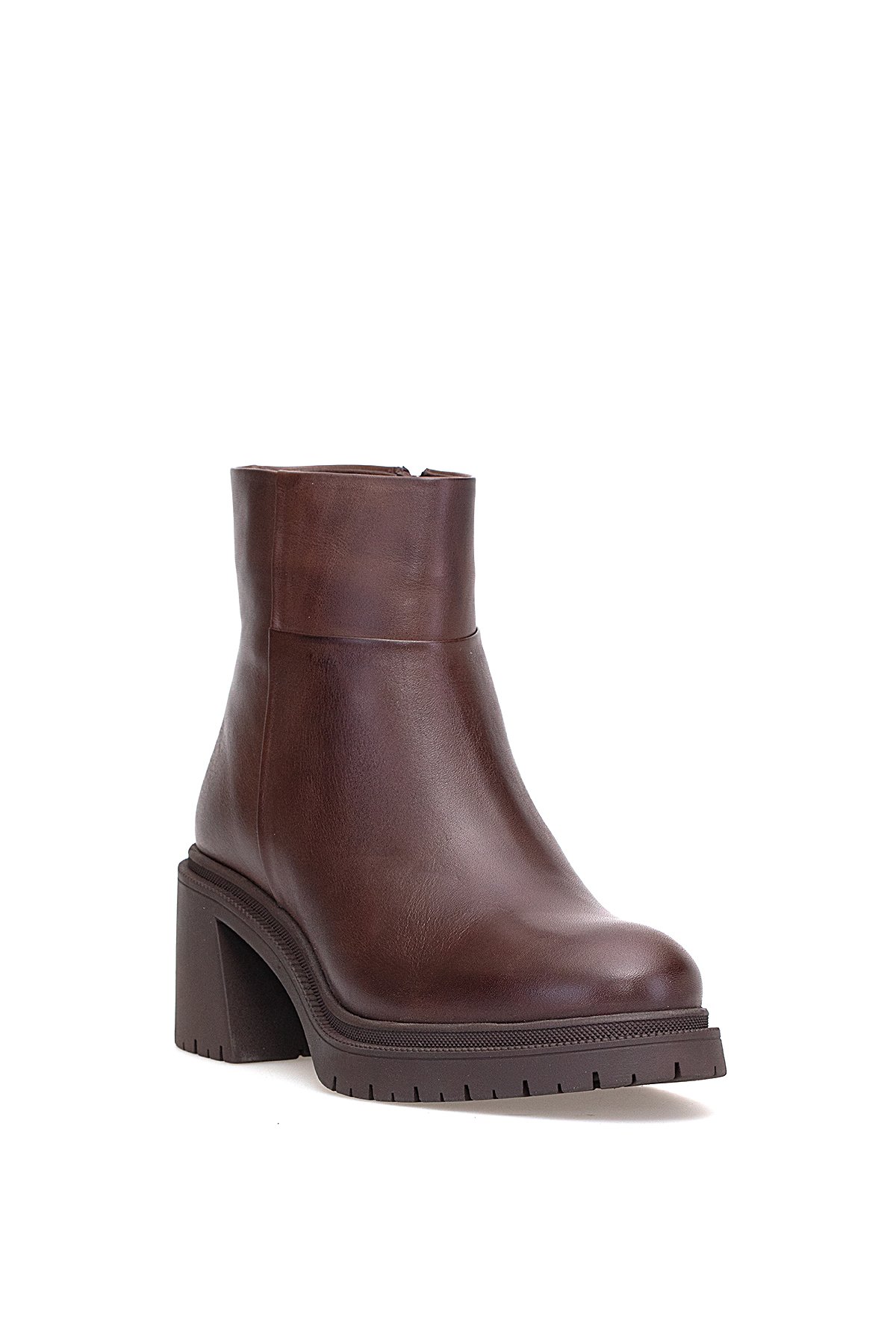 Mammamia D25KB-8470 Kadın Hakiki Deri Topuklu Bot Kahverengi