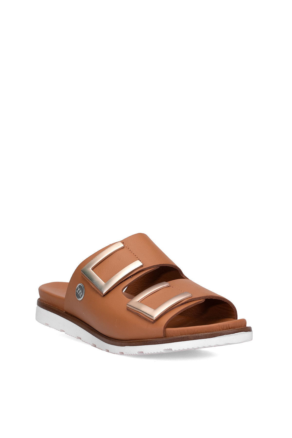 Mammamia D25YT-1235 Kadın Hakiki Deri Düz Terlik Taba