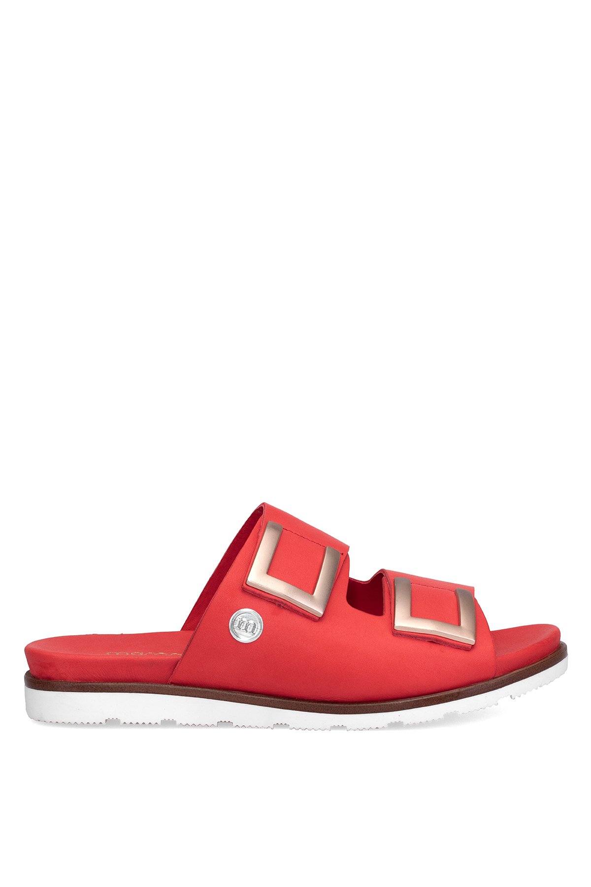 Mammamia D25YT-1235 Kadın Hakiki Deri Düz Terlik Kırmızı