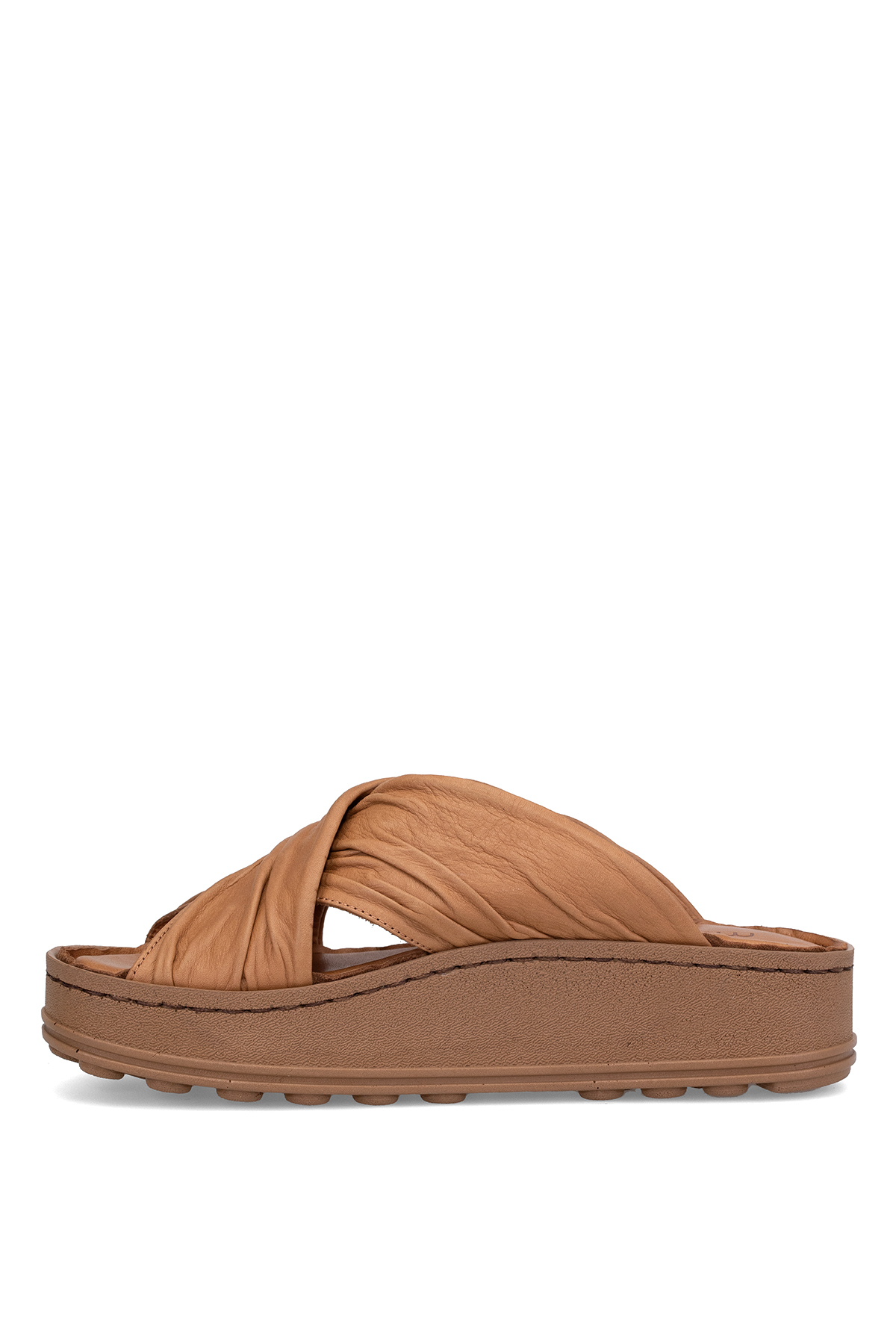 Mammamia D25YT-1430 Kadın Hakiki Deri Düz Terlik Taba