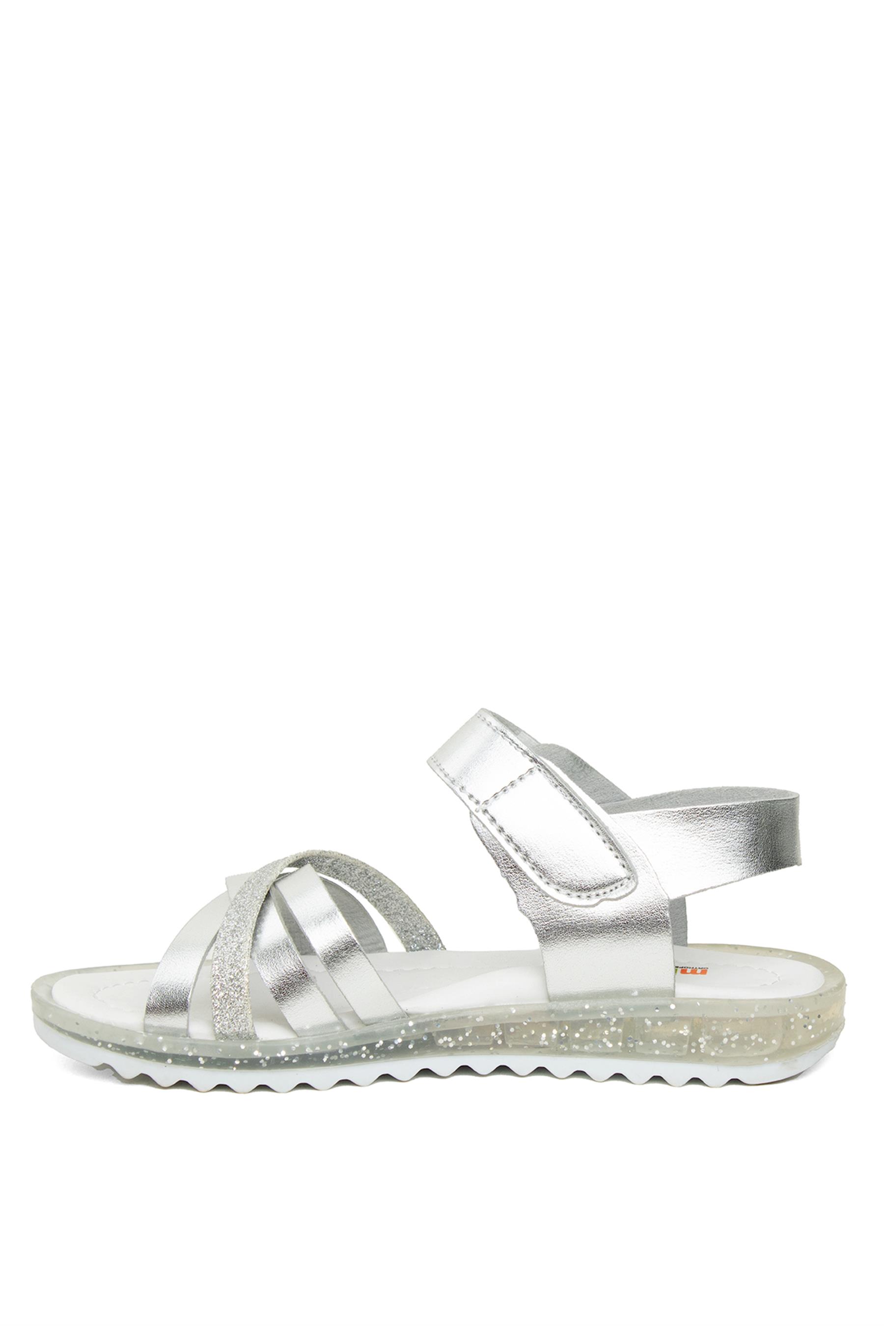 Minican ŞA F K 011 Filet Kız Çocuk Düz Sandalet Gümüş