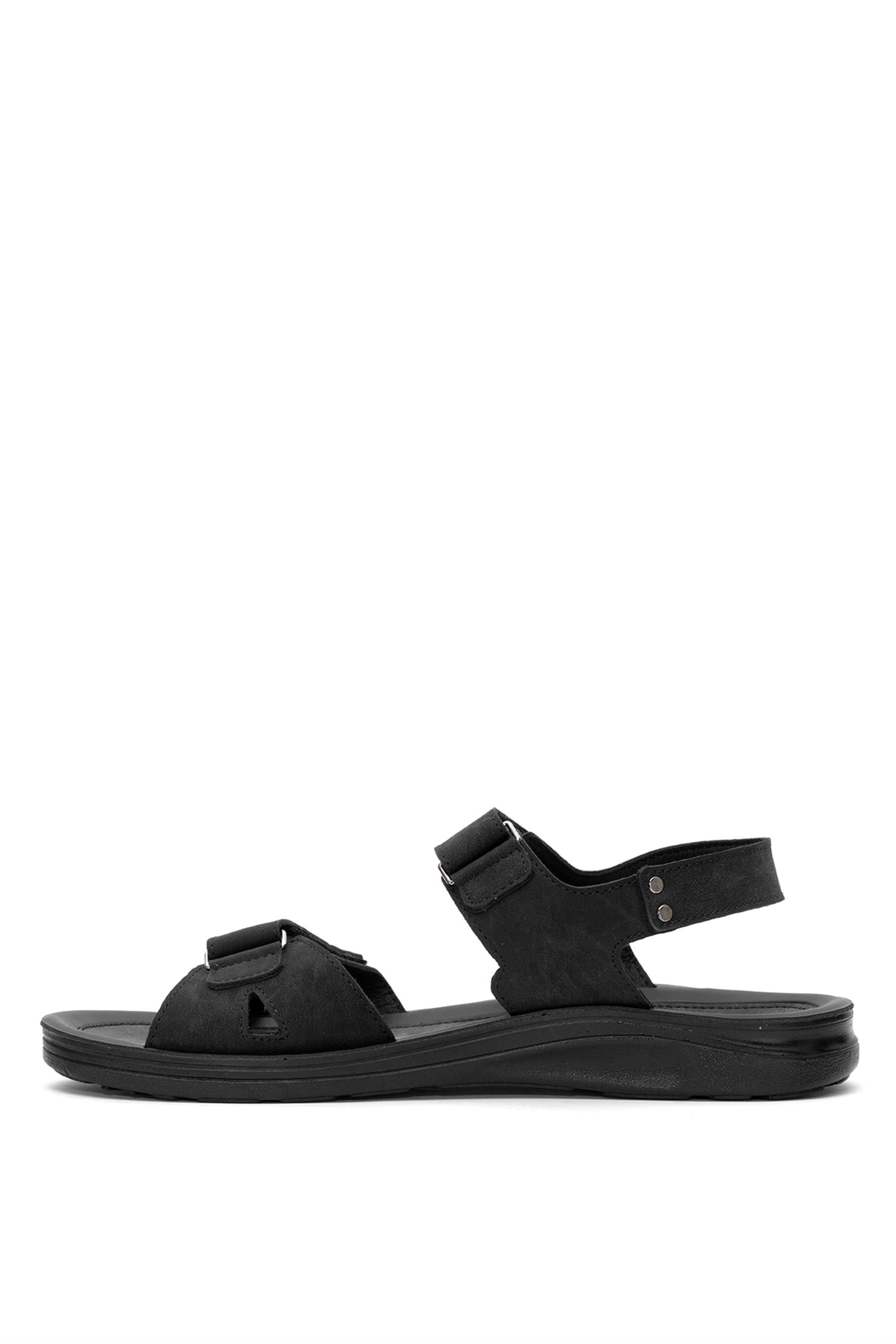 Muya 34300-3531 Araw Erkek Ortopedik Düz Sandalet Siyah