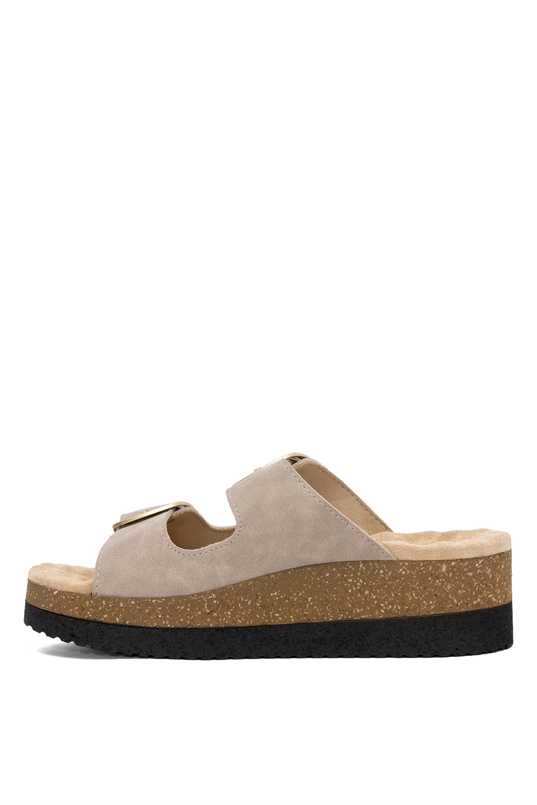 Muya 35205-9008 Pantai Kadın Ortopedik Dolgu Topuk Terlik Krem