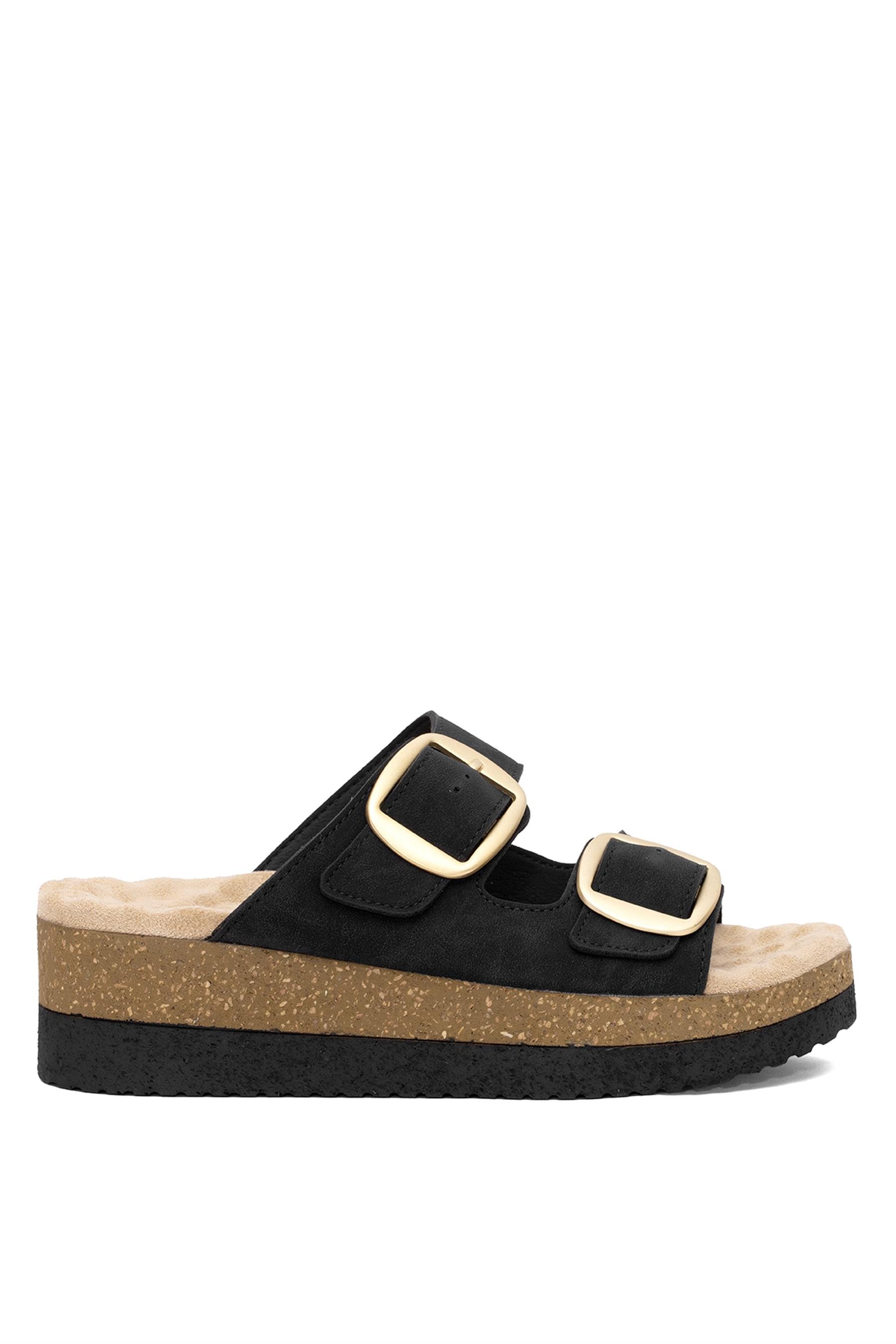 Muya 35205-9008 Pantai Kadın Ortopedik Dolgu Topuk Terlik Siyah