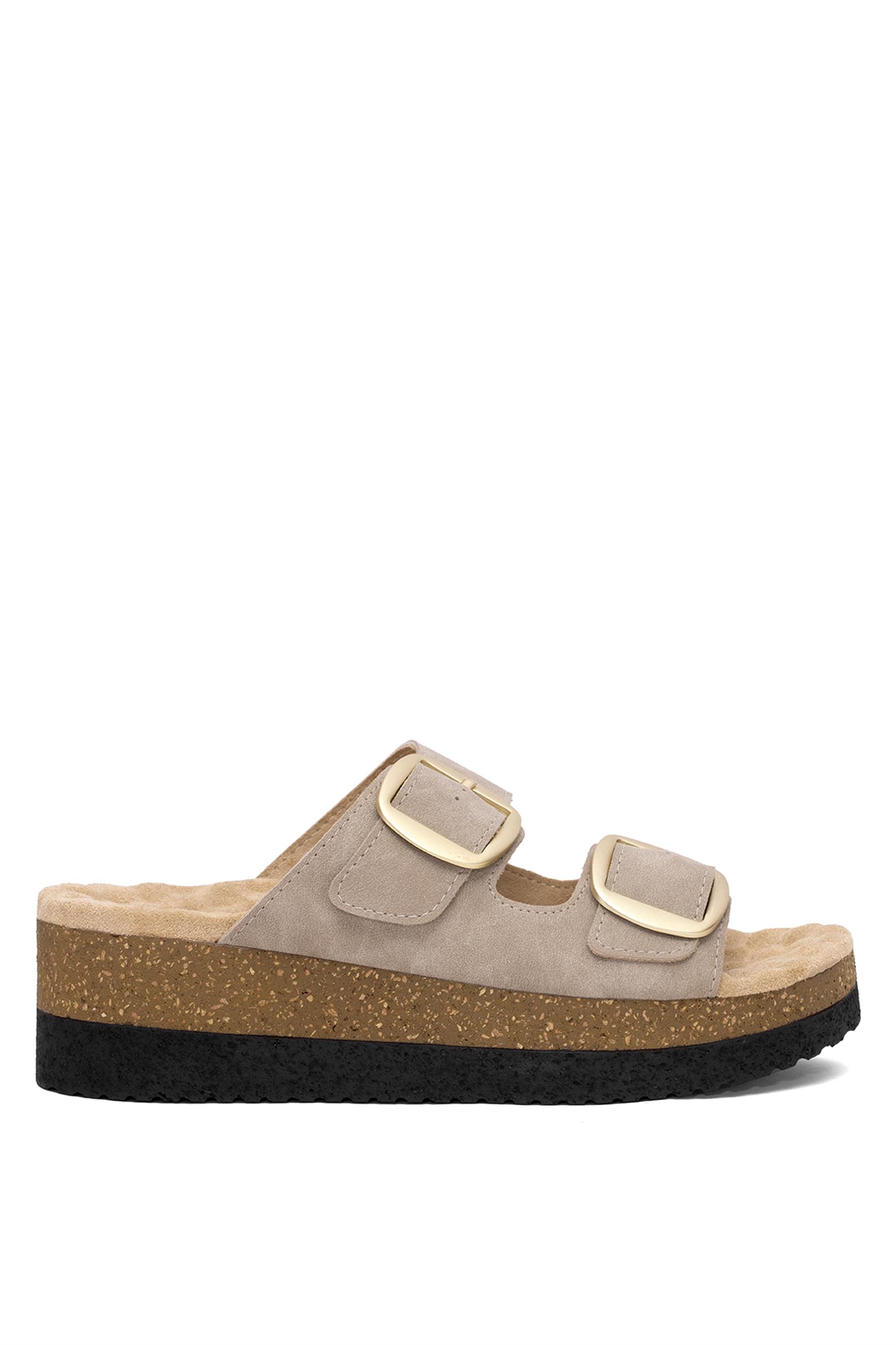 Muya 35205-9008 Pantai Kadın Ortopedik Dolgu Topuk Terlik Krem