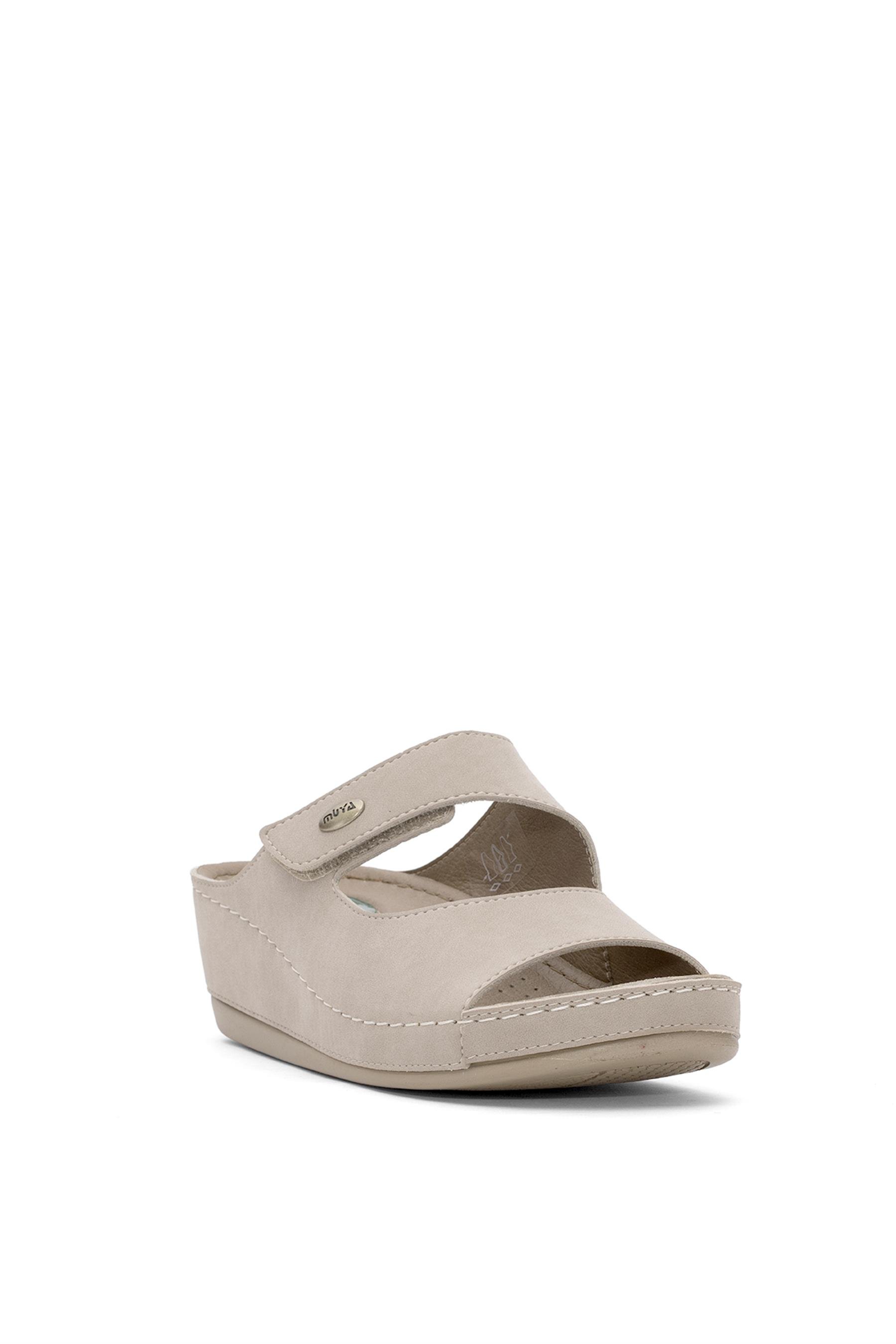 Muya 35208-3221 Anyar Kadın Ortopedik Düz Terlik Vizon