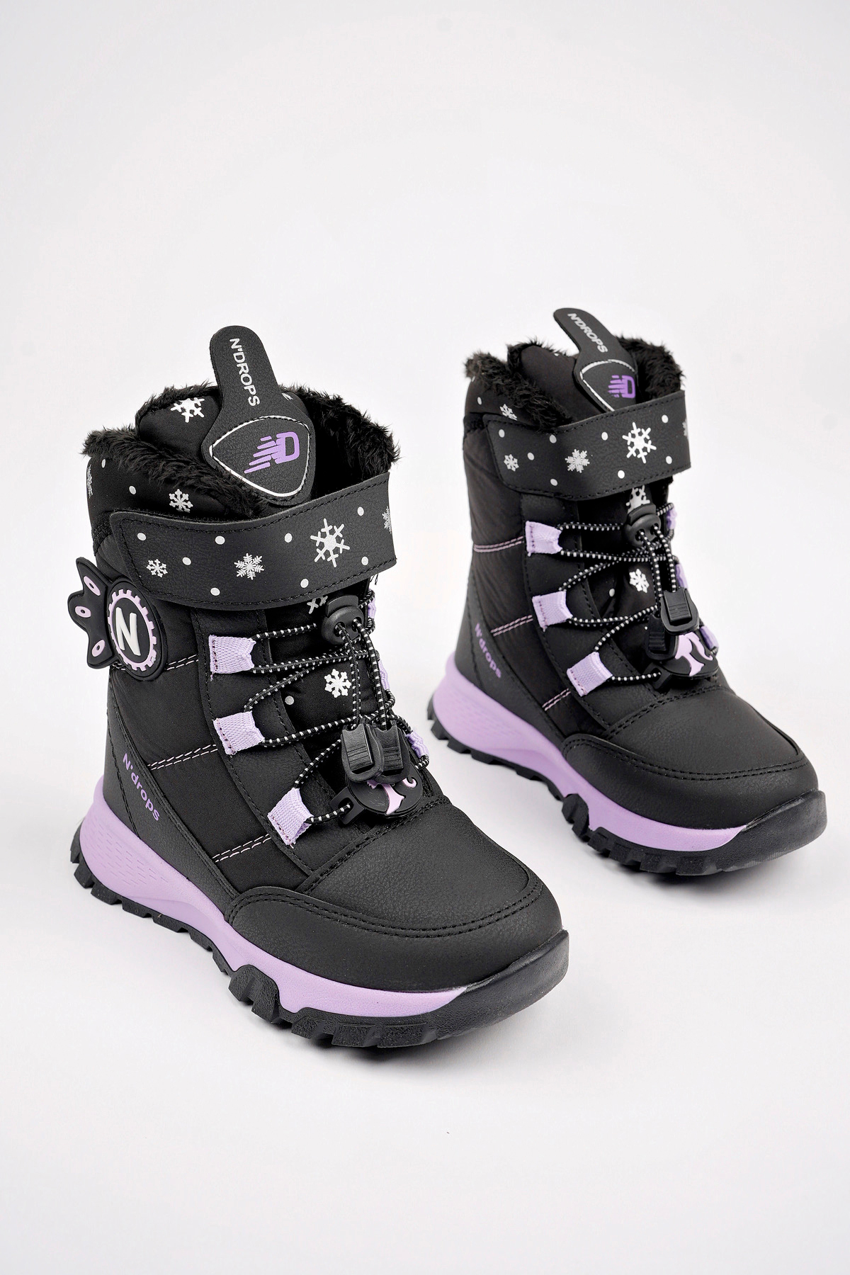Ndrops YSEYL014 Kız Çocuk Kar Botu Siyah - Lila