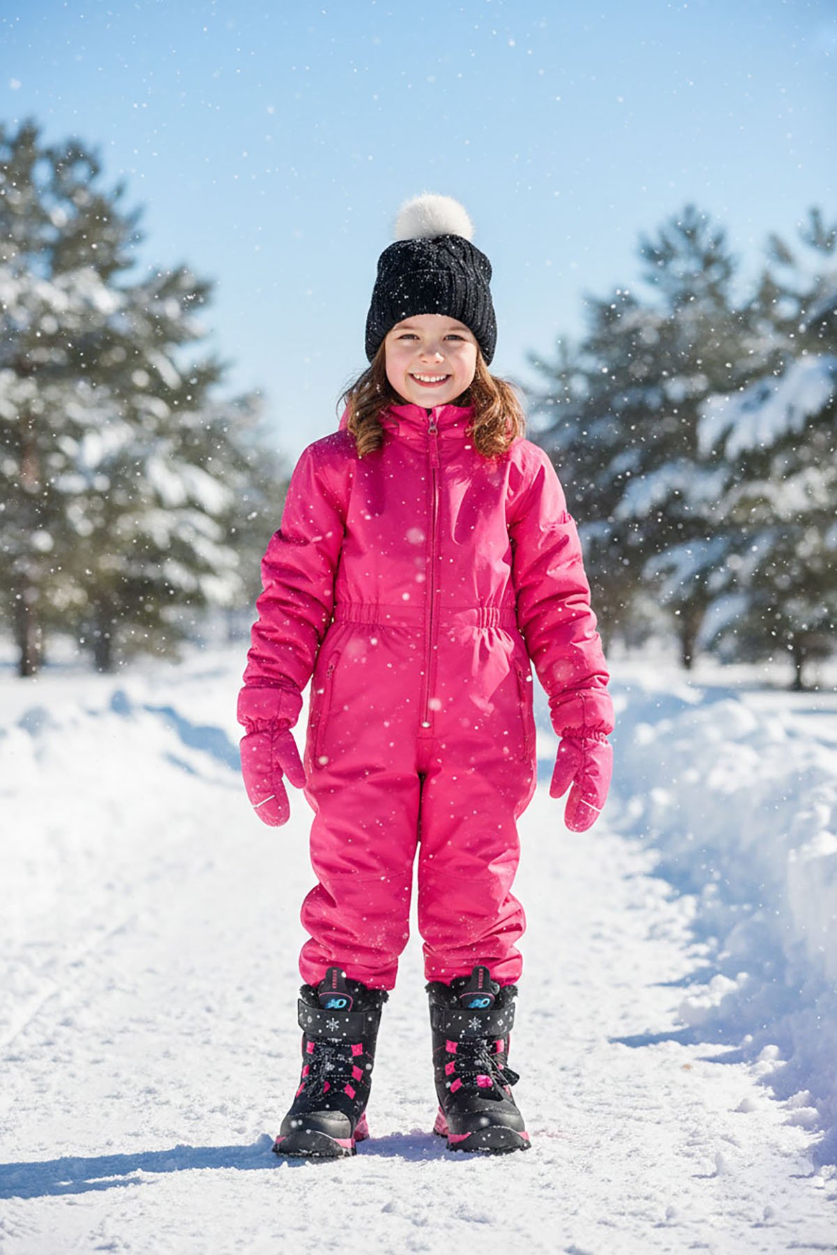 Ndrops YSEYL014 Kız Çocuk Kar Botu Siyah - Fuşya