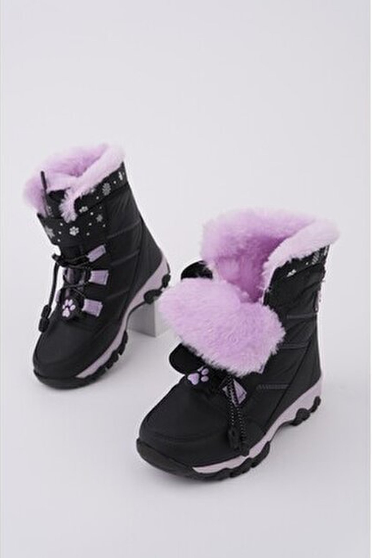 Ndrops YSEYL014 Kız Çocuk Kar Botu Siyah - Lila