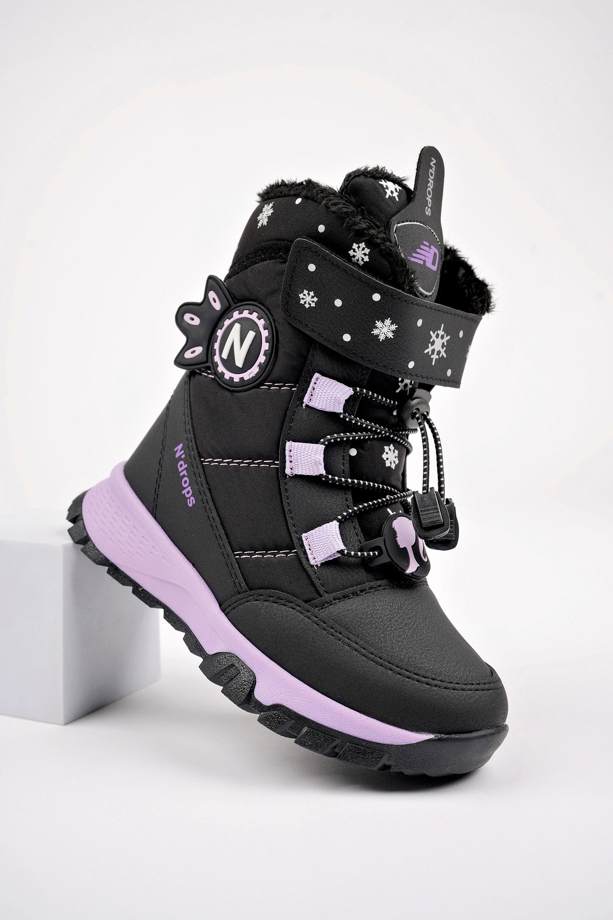 Ndrops YSEYL014 Kız Çocuk Kar Botu Siyah - Lila
