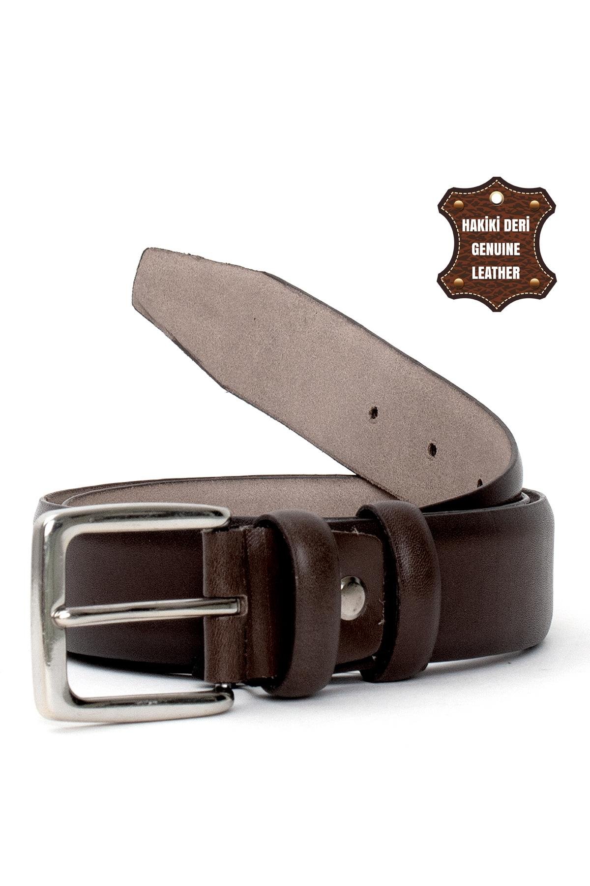 Pierre Cardin PC351 Erkek 3,5 cm Hakiki Deri Kemer Kahverengi Koyu