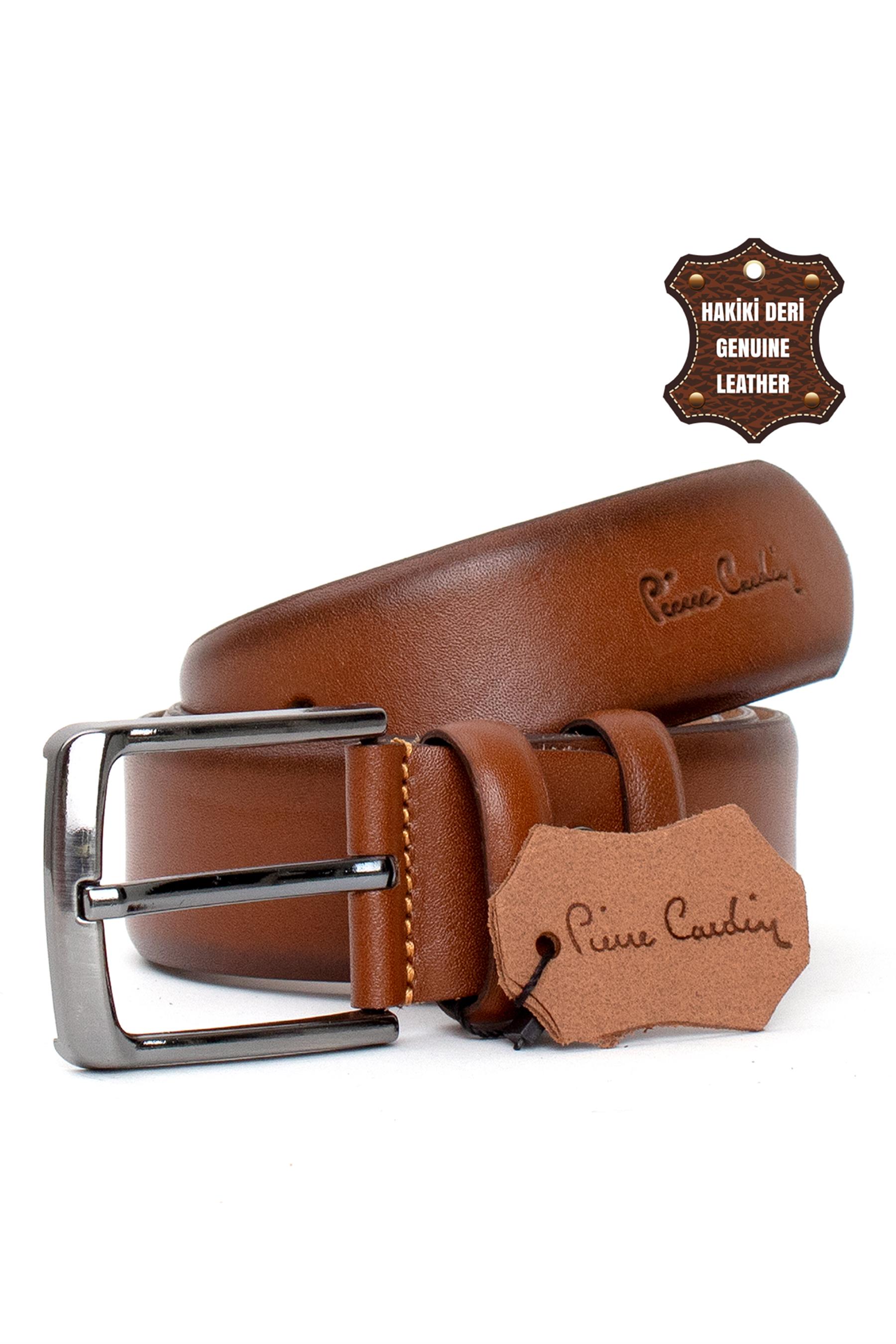 Pierre Cardin PC401 Erkek 4 cm Hakiki Deri Kemer Taba