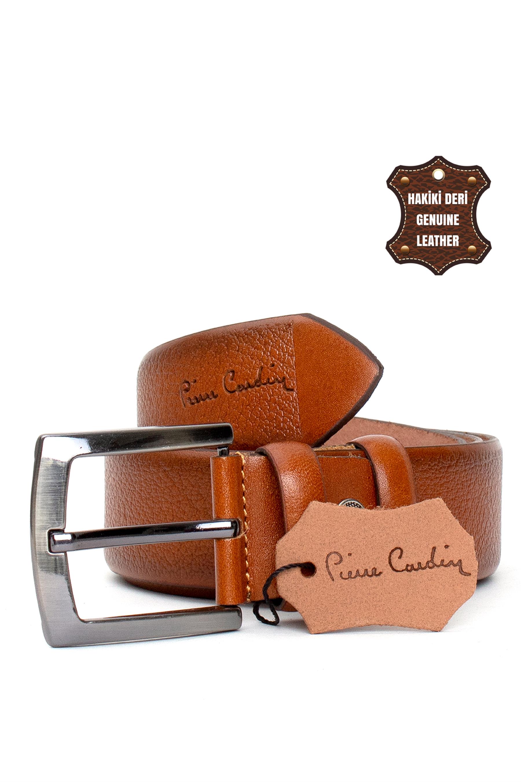 Pierre Cardin PC404 Erkek 4 cm Hakiki Deri Kemer Taba