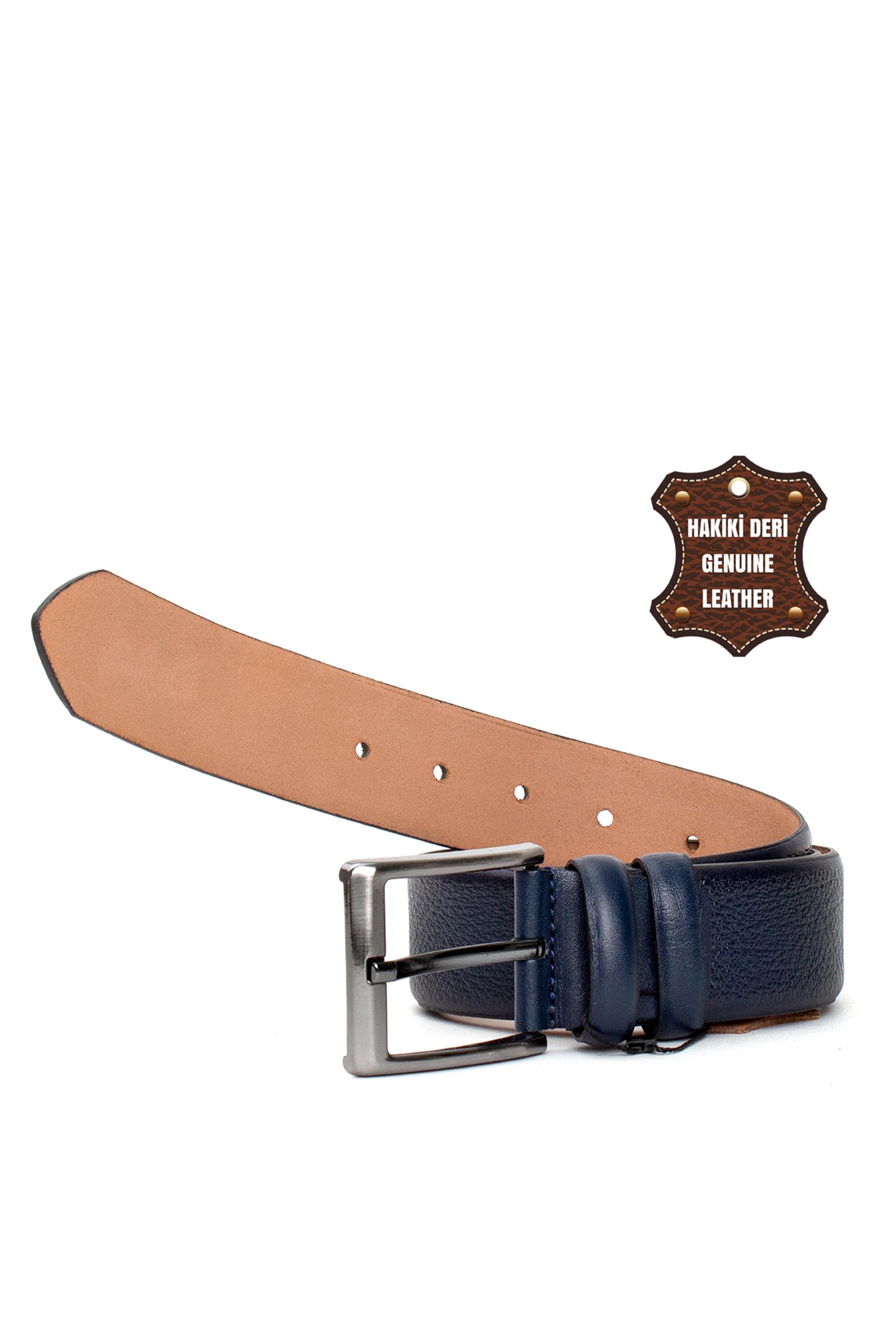 Pierre Cardin PC404 Erkek 4 cm Hakiki Deri Kemer Lacivert