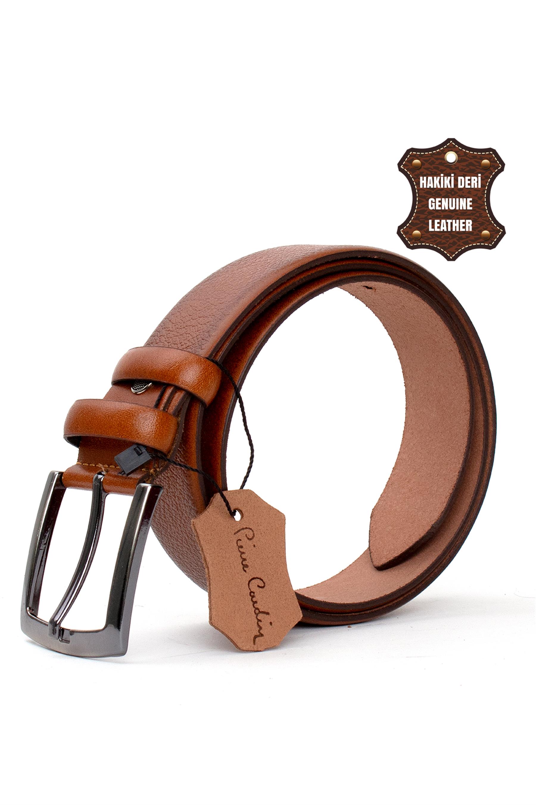 Pierre Cardin PC404 Erkek 4 cm Hakiki Deri Kemer Taba