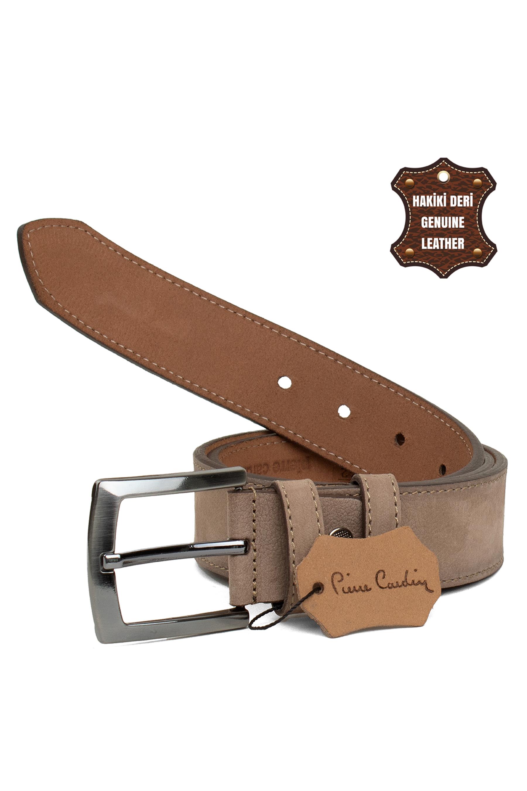 Pierre Cardin PC407N Erkek 4 cm Hakiki Deri Kemer Vizon