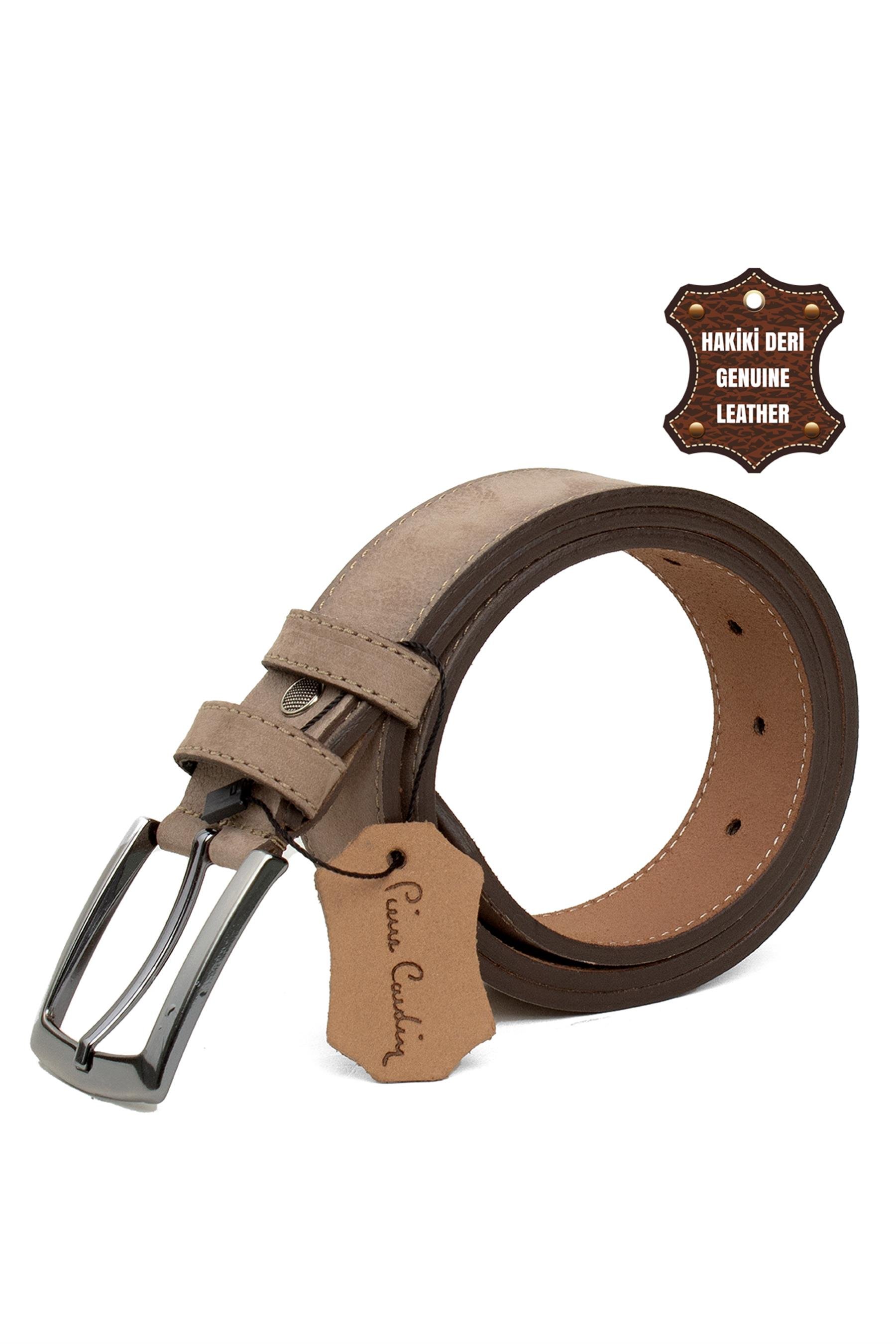 Pierre Cardin PC407N Erkek 4 cm Hakiki Deri Kemer Vizon
