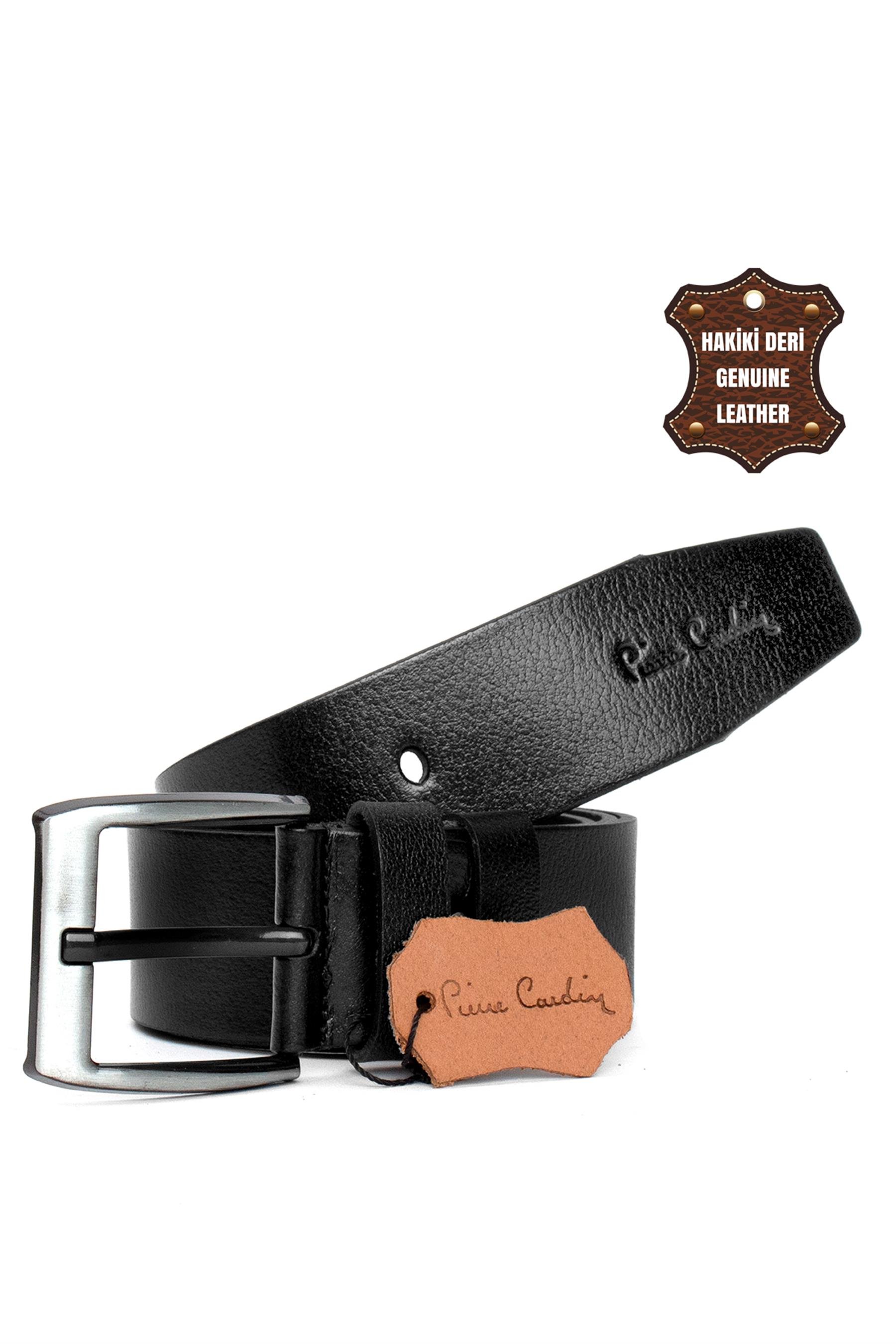 Pierre Cardin PC452 Erkek 4,5 cm Hakiki Deri Kemer Siyah