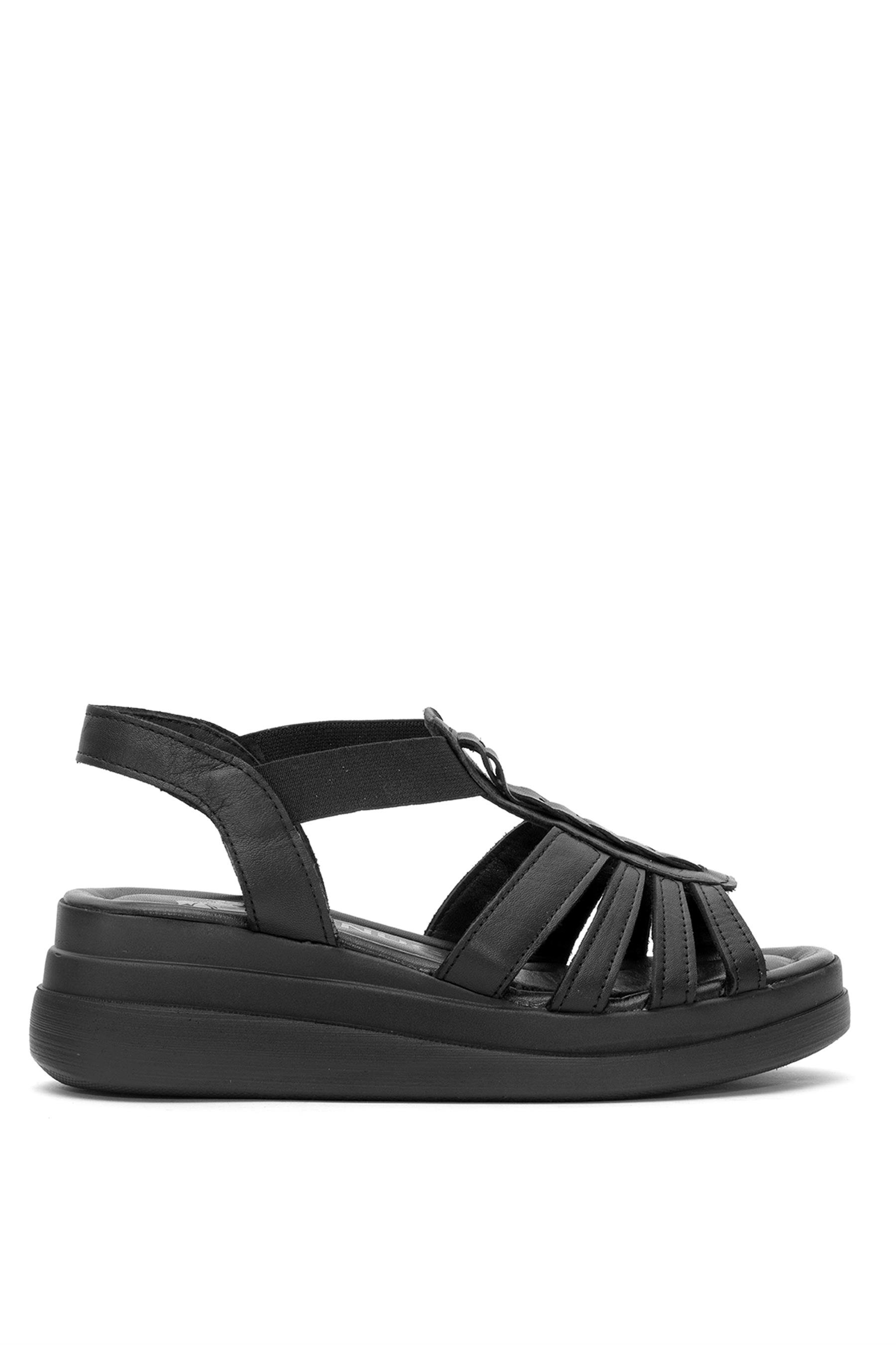 Venüs 2409912Y Kadın Hakiki Deri Dolgu Topuk Sandalet Siyah