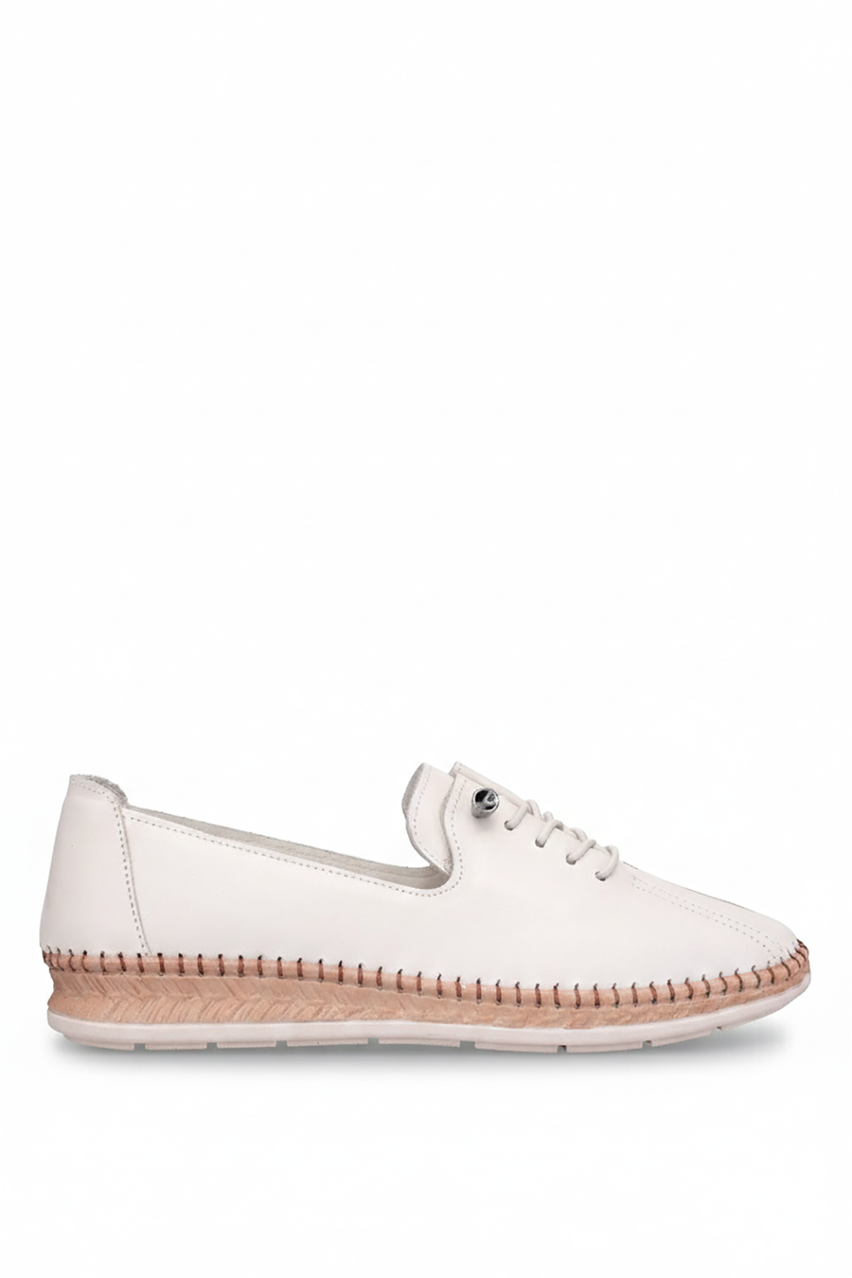 Voyager 8786 Kadın Hakiki Deri Casual Ayakkabı Ekru
