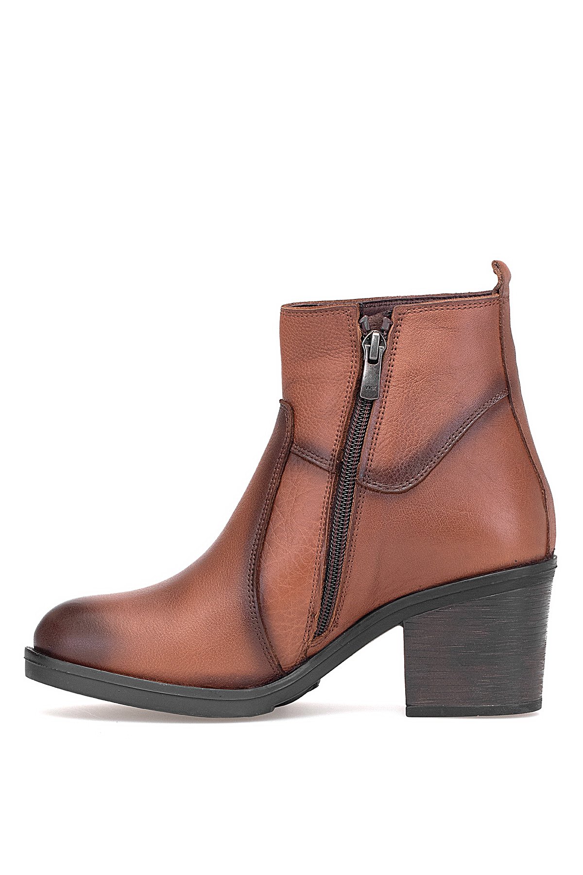Voyager 9361 Kadın Hakiki Deri Topuklu Bot Taba