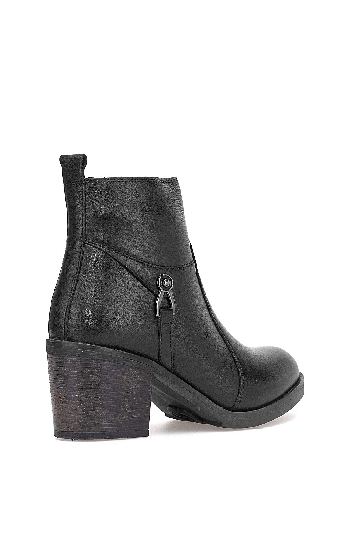 Voyager 9361 Kadın Hakiki Deri Topuklu Bot Siyah