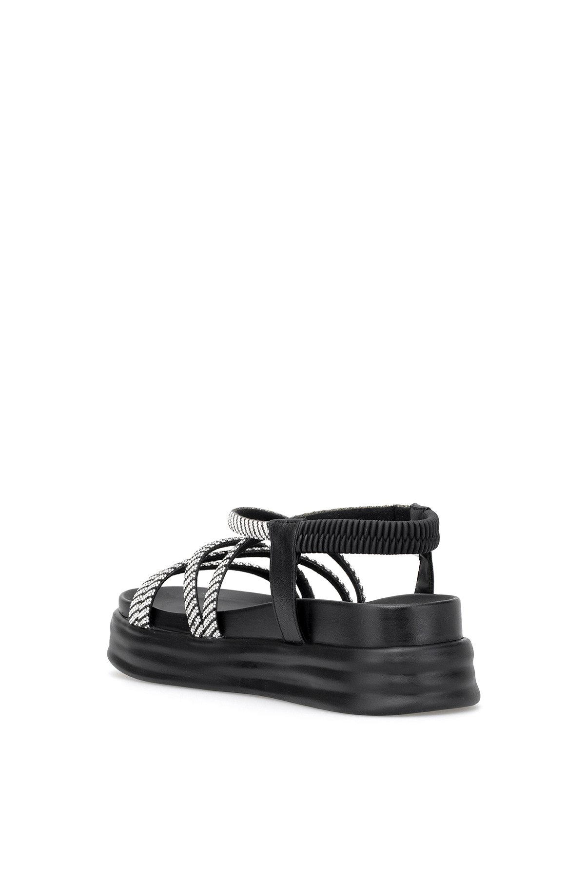 Voyager B144 Kadın Hakiki Deri Düz Sandalet Siyah