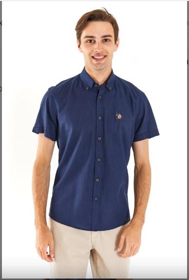 U.S.Polo ASSN Erkek ELFYGL024Y Kısa Kol Keten Gömlek 1829502