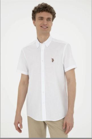 U.S.Polo ASSN Erkek ELFYGL024Y Kısa Kol Keten Gömlek 1829502