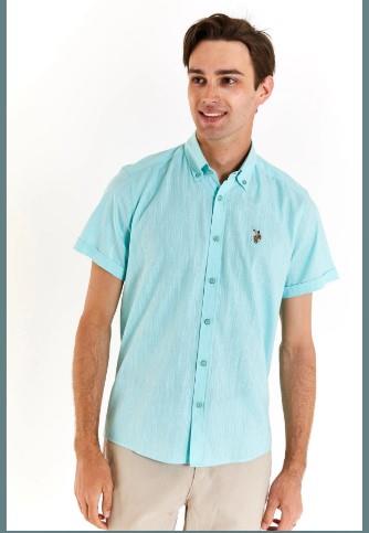 U.S.Polo ASSN Erkek ELFYGL024Y Kısa Kol Keten Gömlek 1829502