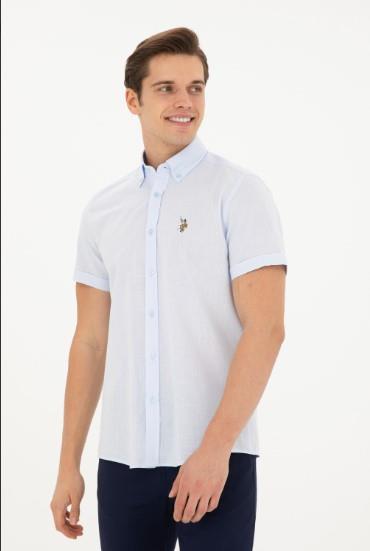 U.S.Polo ASSN Erkek ELFYGL024Y Kısa Kol Keten Gömlek 1829502