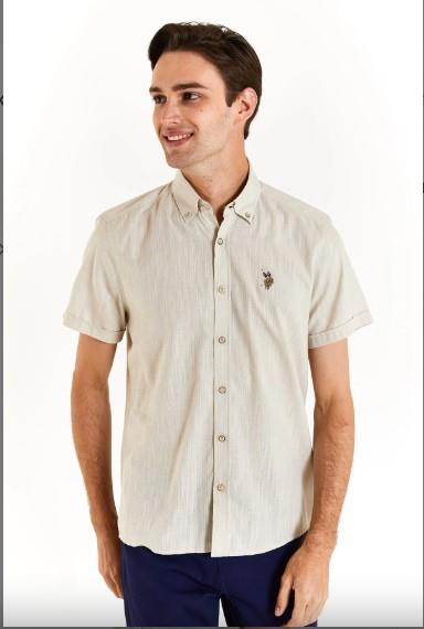 U.S.Polo ASSN Erkek ELFYGL024Y Kısa Kol Keten Gömlek 1829502