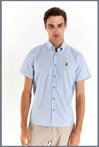 U.S.Polo ASSN Erkek ELFYGL024Y Kısa Kol Keten Gömlek 1829502