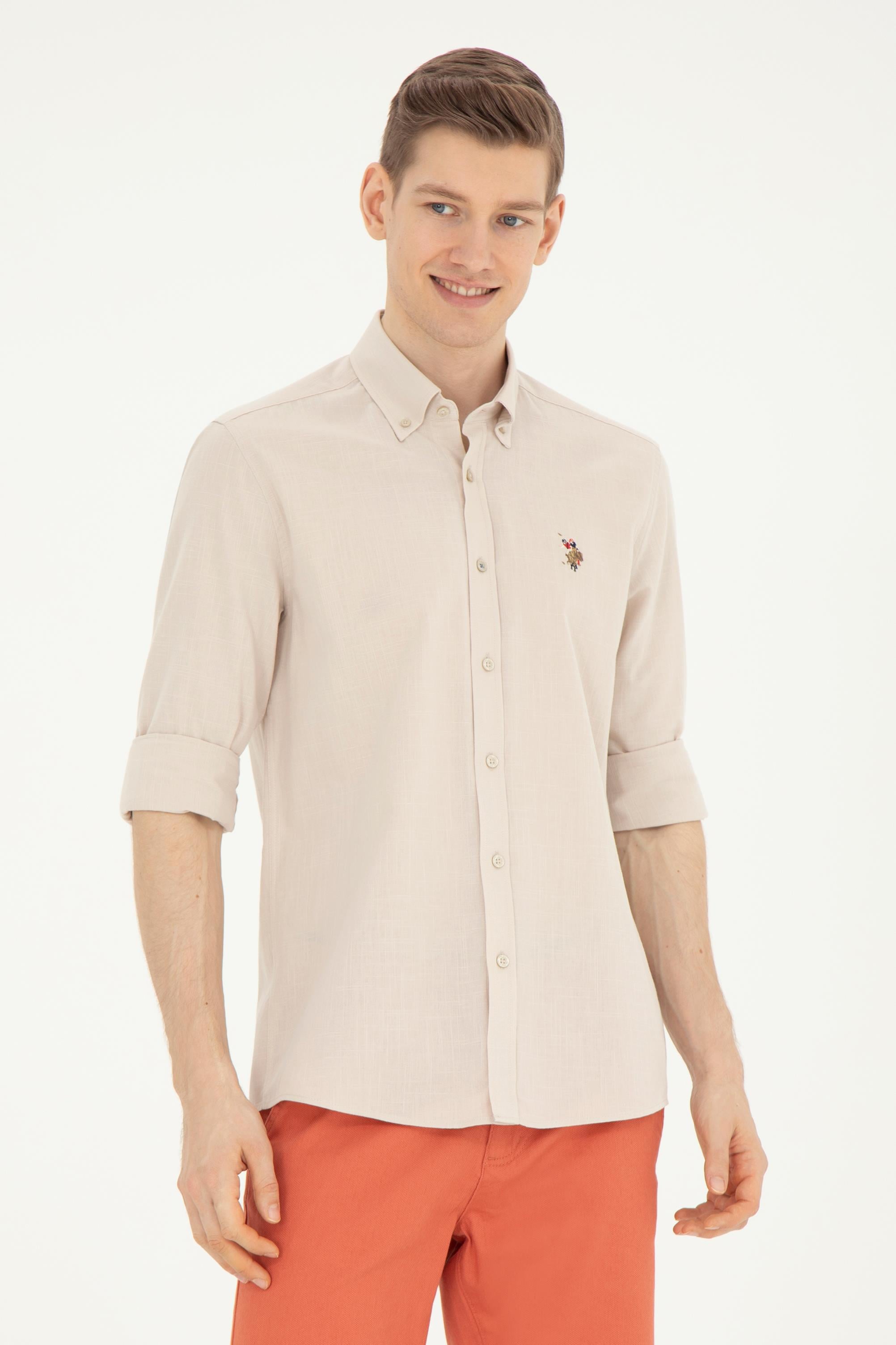 U.S.POLO ASSN Erkek ENZOGL024Y U.Kol Keten Gömlek 1829583