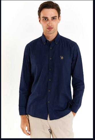 U.S.POLO ASSN Erkek ENZOGL024Y U.Kol Keten Gömlek 1829583