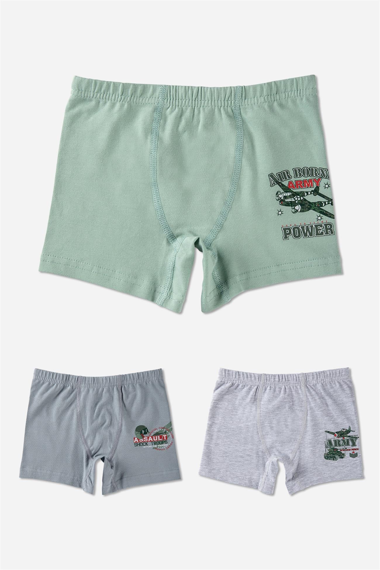 Erkek Çocuk Pamuklu Baskılı Rahat Kesim Likralı Boxer 3'lü Paket 3392 Renkli